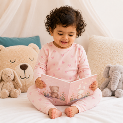Pack of 2 Cocoa Dot & Sweetheart Organic Cotton 4-Piece Payjama Set