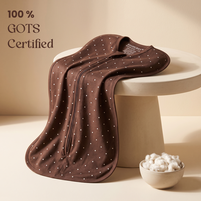 Organic Cotton Hands Up Swaddle Pod – Cocoa Dot