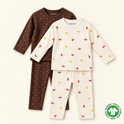 Pack of 2 Cocoa Dot & Joyride Organic Cotton 4-Piece Payjama Set